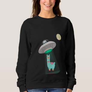 Womens Ufo Abduction By Sloth Alpaca Sweatshirt