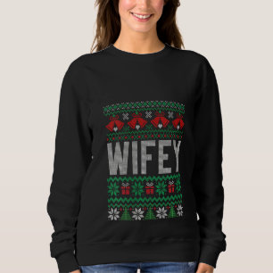 Womens Ugly Christmas Matching Wifey Hubby Couple  Sweatshirt