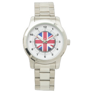 Women's UK Flag Oversized Silver Bracelet Watch