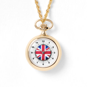 Women's UK Flag Wraparound Gold Watch