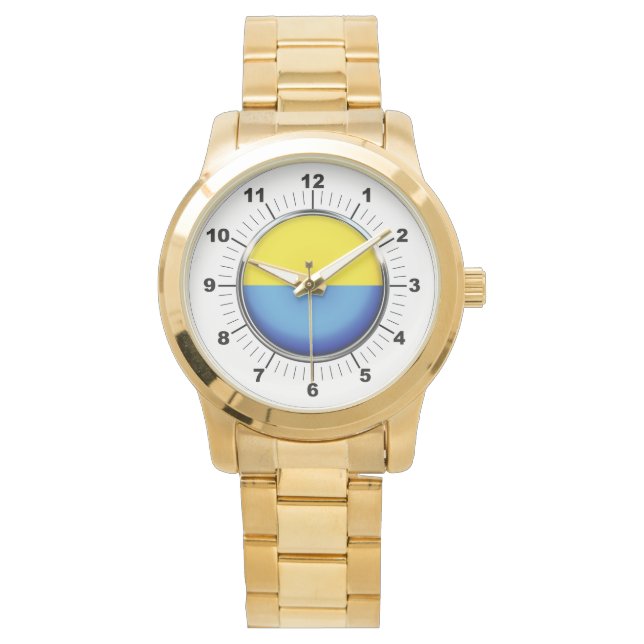 Women's Ukraine flag  Oversized Gold Watch (Front)