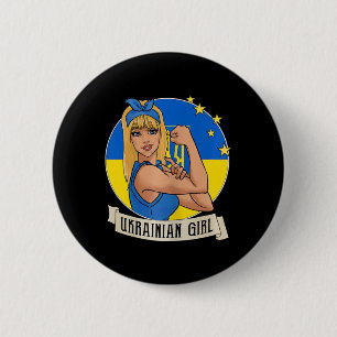 Womens Ukrainian Girl Ukraine Flag Merchandise Ukr 6 Cm Round Badge