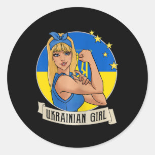 Womens Ukrainian Girl Ukraine Flag Merchandise Ukr Classic Round Sticker