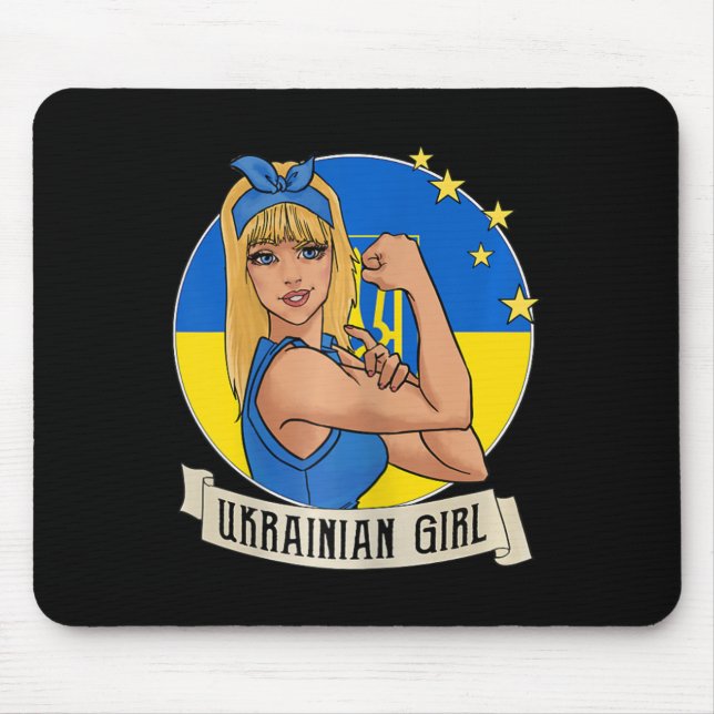 Womens Ukrainian Girl Ukraine Flag Merchandise Ukr Mouse Pad (Front)