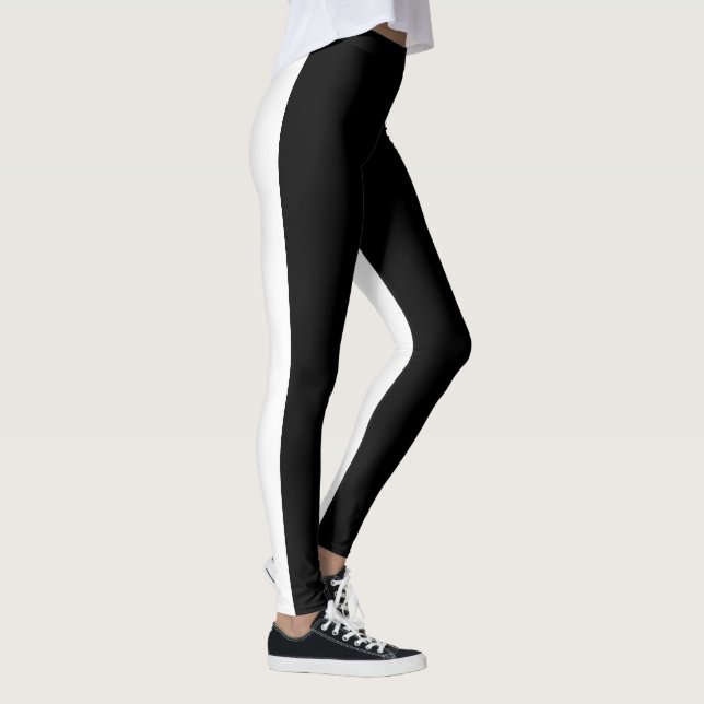 Women's Ultra-Stretch Black Front White Back Leggings (Right)
