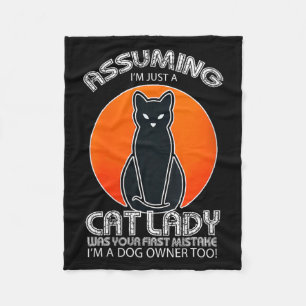 Womens Uming Cat Lady Halloween _ Dog And Black Fleece Blanket