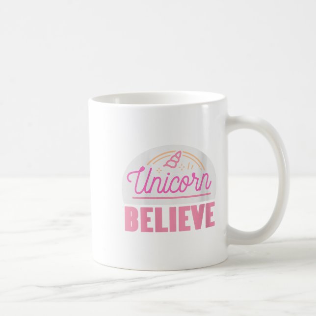 Womens Unicorn Believe Sitive Magic Fantasy Rainbo Coffee Mug (Right)