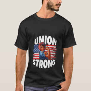 Womens Union Strong Happy Labour Day American Flag T-Shirt