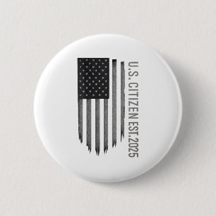 Womens Us Citizen Est. 2025 Usa American Flag Unit 6 Cm Round Badge