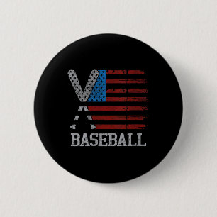 Womens Usa Flag Baseball Crossed Bats Baseball Pla 6 Cm Round Badge