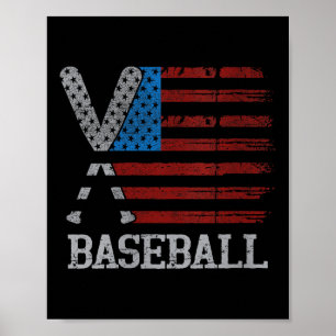 Womens Usa Flag Baseball Crossed Bats Baseball Pla Poster