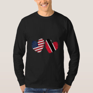 Womens Usa Trinidad And Tobago Flag Heart Trinbago T-Shirt
