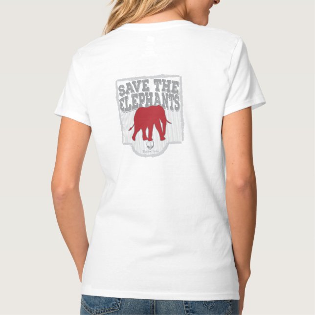 Women's V-neck Save the Elephants T-Shirt (Back)