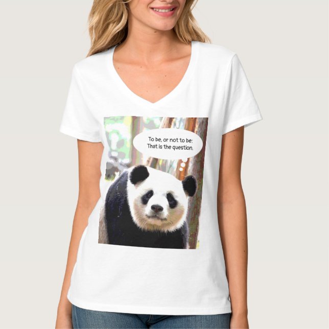 Womens V Neck TShirts Hamlet Quote Panda Bear (Front)