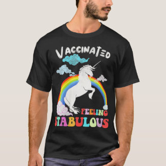 Womens Vaccinated Unicorn Feel Stabulous Rainbow V T-Shirt