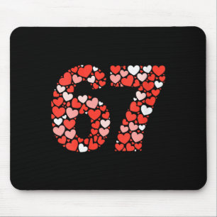 Womens Valentine’s Day 67 Meme Filled With Hearts  Mouse Pad