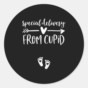 Womens Valentines Day Couples Pregnancy Announceme Classic Round Sticker