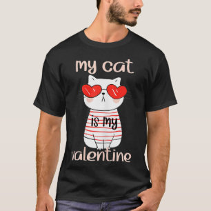 Womens Valentines Day Heart Sunglasses Cat My Cat  T-Shirt