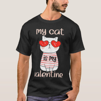 Womens Valentines Day Heart Sunglasses Cat My Cat  T-Shirt