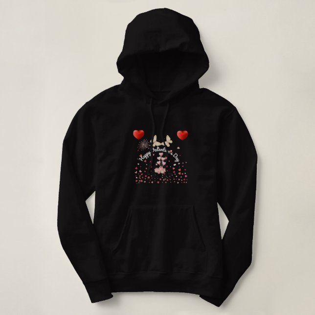 Women's Valentine's Hearts & Butterfly Hoodie (Design Front)
