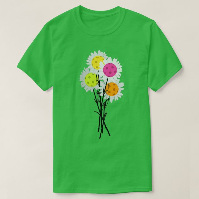 Womens Valentines Mothers Day Pickleball Flower Bo T-Shirt (Design Front)