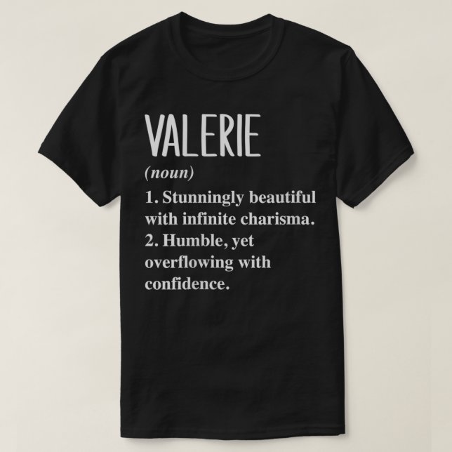 Womens Valerie First Name Definition Personalised  T-Shirt (Design Front)