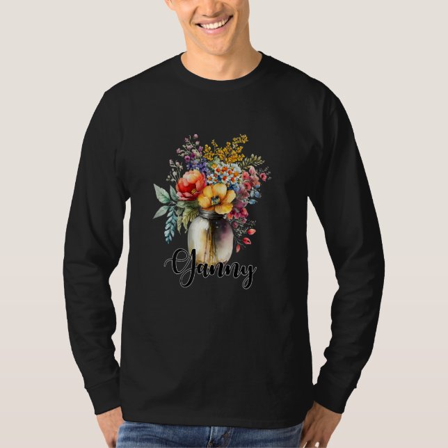 Womens Vase of Wildflowers Ganny T-Shirt (Front)
