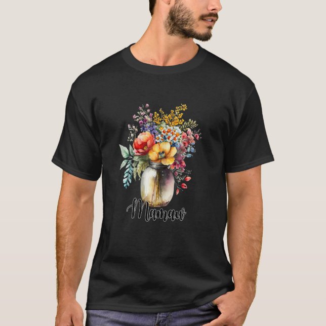 Womens Vase of Wildflowers Mamaw T-Shirt (Front)