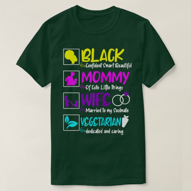 Womens Vegetarian Mothers Day Cute Vegan Black Mum T-Shirt (Design Front)