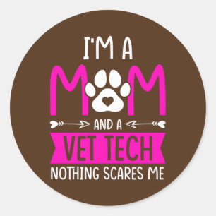 Womens Vet Tech Mom Veterinarian Vet Tech  Classic Round Sticker