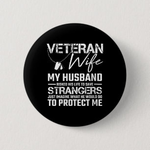Womens Veteran Wife Army Husband Soldier Saying Co 6 Cm Round Badge