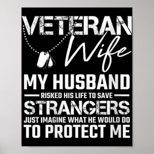 Womens Veteran Wife Army Husband Soldier Saying Co Poster