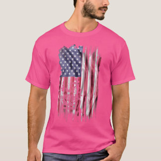 Womens Vintage American Flag Acoustic Guitar Guita T-Shirt