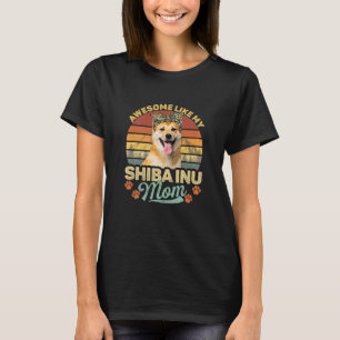 Womens Vintage Awesome Like My Shiba Inu Mum Dog T-Shirt