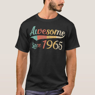 Womens Vintage Awesome Since 1965 Birthday VNeck  T-Shirt