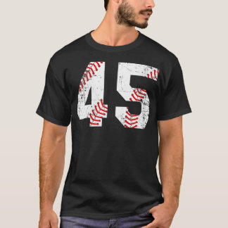 Womens Vintage Baseball 45 Jersey Number VNeck  T-Shirt