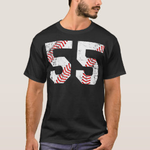 Womens Vintage Baseball 55 Jersey Number VNeck T-Shirt