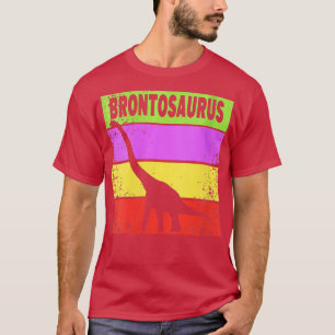 Womens Vintage Brontosaurus Retro Dinosaur VNeck  T-Shirt