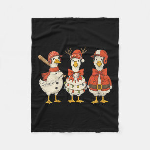Womens Vintage Christmas Baseball Goose Merry Chri Fleece Blanket
