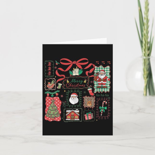 Womens Vintage Christmas Icons Merry Christmas Coq Card (Front)