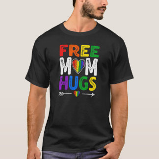 Womens Vintage Distressed Free Mom Hugs LGBT Pride T-Shirt