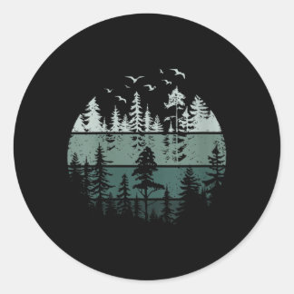 Womens Vintage Forest Trees Wildlife Nature Classic Round Sticker