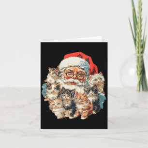Womens Vintage Funny Santa Claus And Kittens Cats  Card