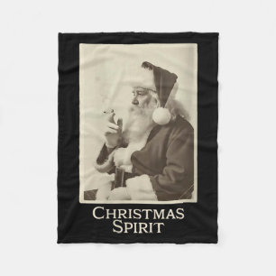 Womens Vintage Funny Smoking Santa Claus Christmas Fleece Blanket
