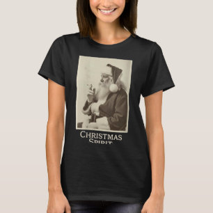 Womens Vintage Funny Smoking Santa Claus Christmas T-Shirt