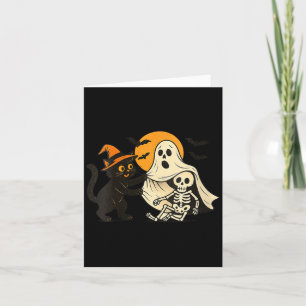 Womens Vintage Halloween Black Cat Revealing Card