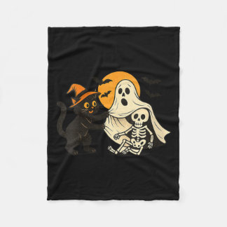 Womens Vintage Halloween Black Cat Revealing Fleece Blanket