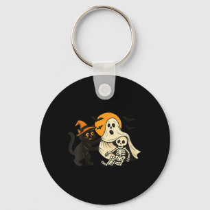 Womens Vintage Halloween Black Cat Revealing Key Ring