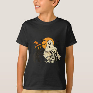 Womens Vintage Halloween Black Cat Revealing T-Shirt