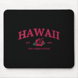 Women's vintage hawaii aloha state hibiscus flower mouse pad